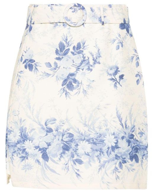 Twin Set Blue Toile De Jouy Printed Mini Skirt
