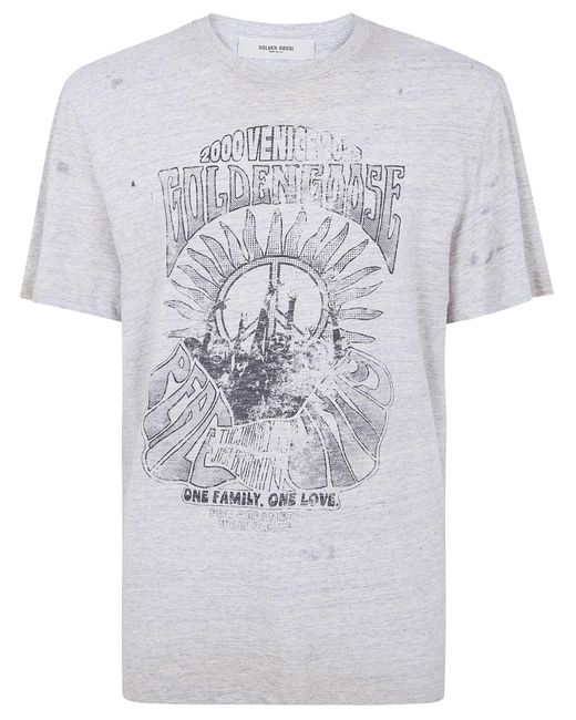 Golden Goose Deluxe Brand White "Journey M's" T-Shirt Regular Cotton Slub Jersey Vintage for men