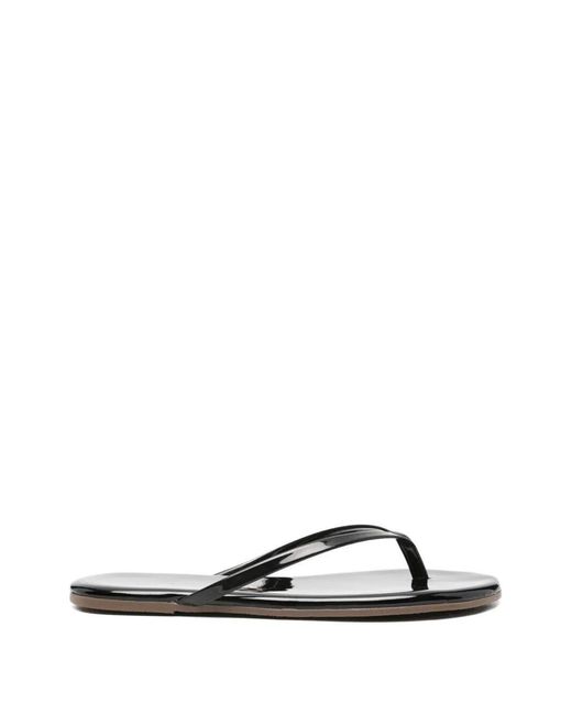 TKEES White Flip Flops Leather "Lily. Glosses Licorice"
