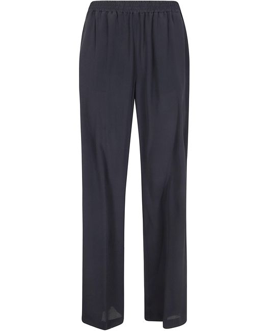 Seventy Blue Crepe Mixed Silk Trousers