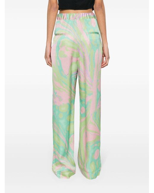 Pinko Green Abstract Pattern Trousers