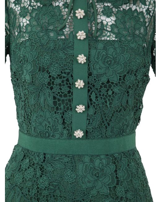 green emerald velvet dress JESSICA GUIPURE LACE AND SILK GOWN IN GREEN | CULT MIA