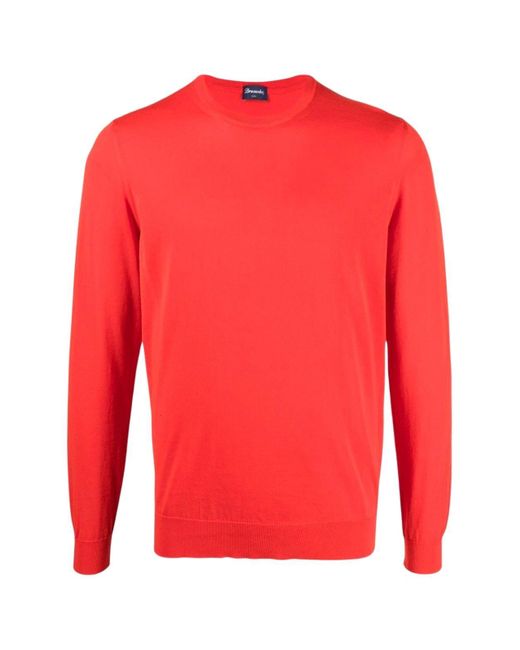 Drumohr Red Cotton L/s Crew Neck Sweater for men