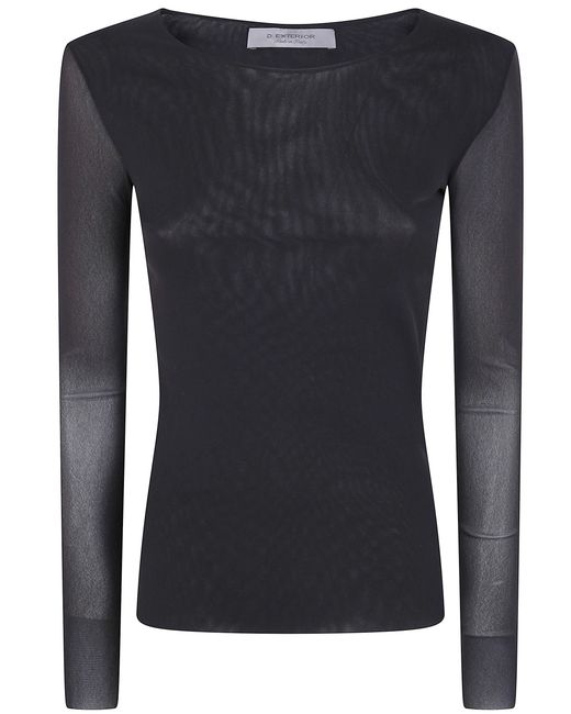 D.exterior Blue D. Exterior Sweater Long Sleeve "Tulle Round Neck"
