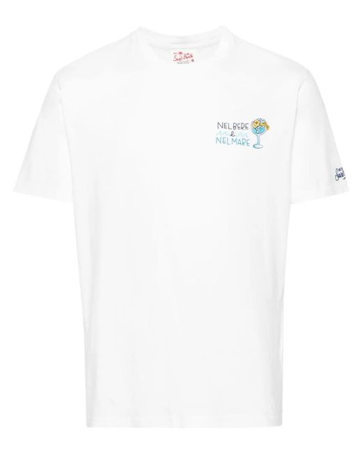 Mc2 Saint Barth White T-Shirt With Embroidery for men