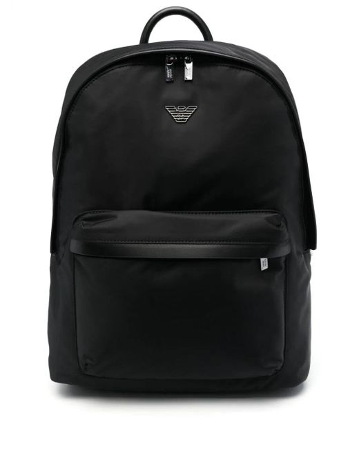 Emporio Armani Black Logo Nylon Backpack for men