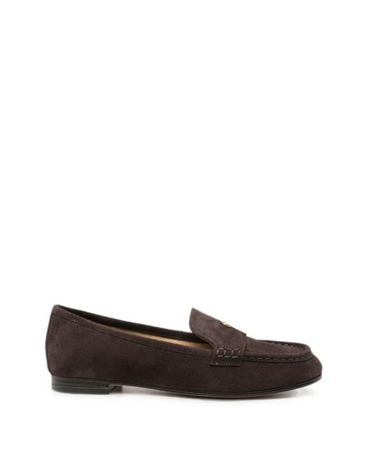 MICHAEL Michael Kors White Jennings Logo-Plaque Suede Loafers