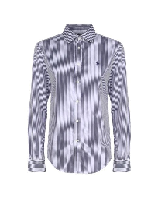 Polo Ralph Lauren Purple Slim Fit Striped Cotton Shirt