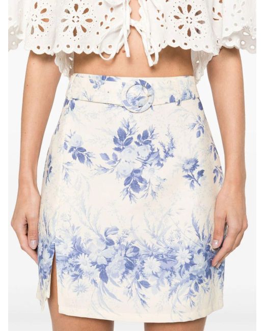 Twin Set Blue Toile De Jouy Printed Mini Skirt