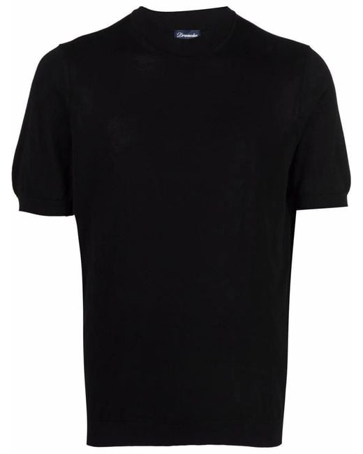 T-Shirt A Maniche Corte Con Collo Alto di Drumohr in Black da Uomo