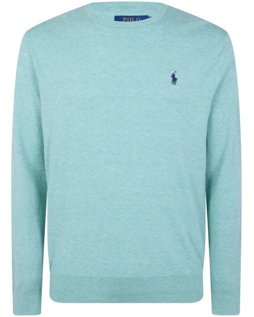 Polo Ralph Lauren Blue Long Sleeves Round Neck Classic Sweater for men
