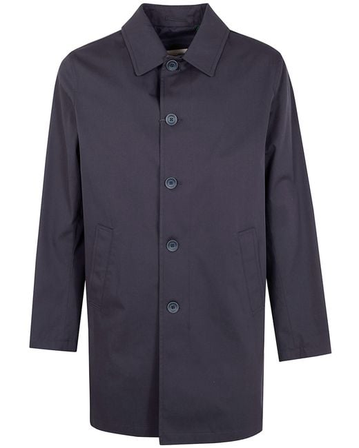 Herno Blue Single Breasted Midi Coat for men