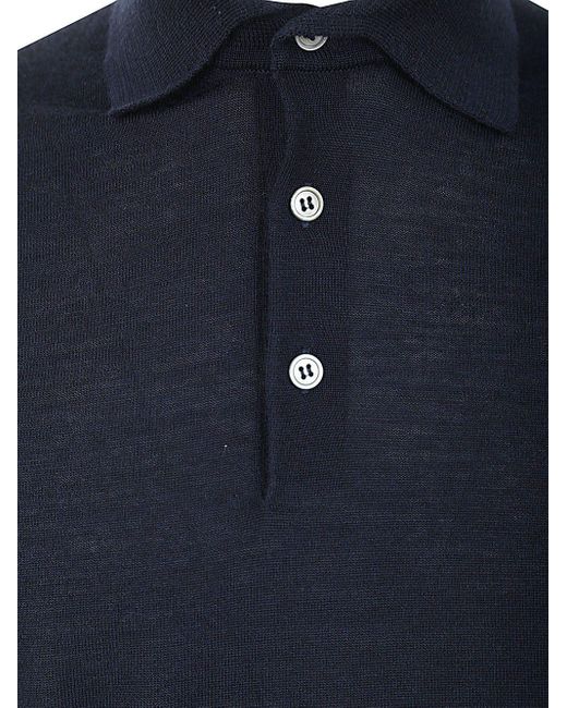 FILIPPO DE LAURENTIIS Blue Long Sleeves Polo for men