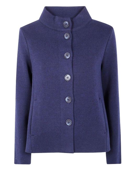 Anneclaire Blue Wool & Cashmere Knit Fabric Jacket