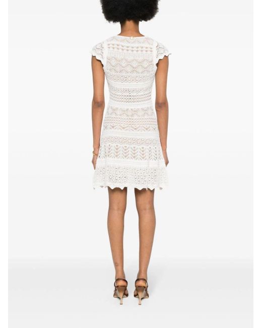 Twin Set White Short Sleeve Lace Dress