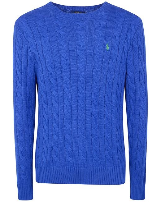 Polo Ralph Lauren Blue Long Sleeves Round Neck Rib Sweater for men