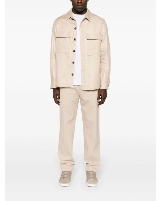 Zegna Natural Oasis Linen Overshirt Clothing for men