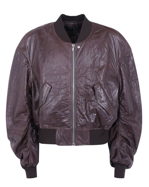 Rick Owens Purple Jacket Padded Leather "Secchia Flight" for men