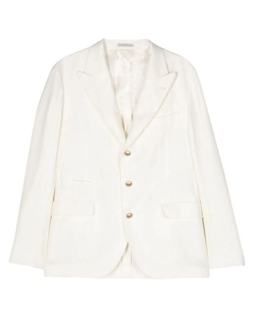 Brunello Cucinelli White Suit Type Jacket for men