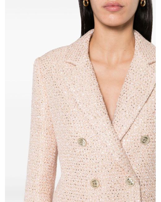 Twin Set Natural Boucle Double Breasted Jacket