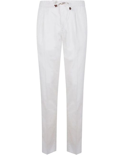 Incotex White Tapered Fit Trousers for men