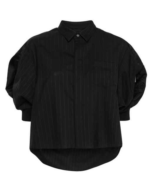 Sacai Black Puff-sleeved Striped Shirt