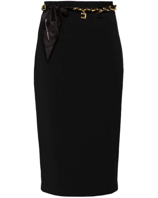 Elisabetta Franchi Black Pencil Skirt With Belt