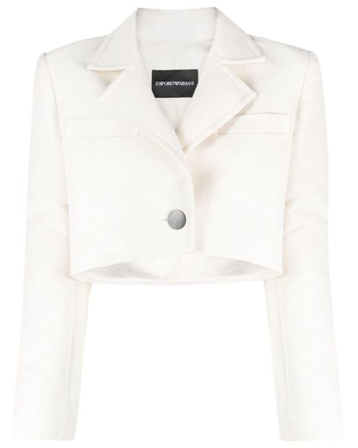 Emporio Armani Cropped Jacket in White Lyst