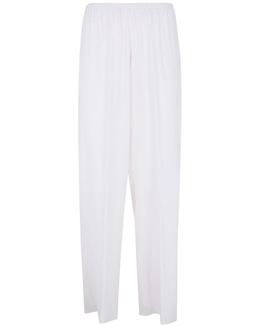 Rossopuro White Long Silk Trousers