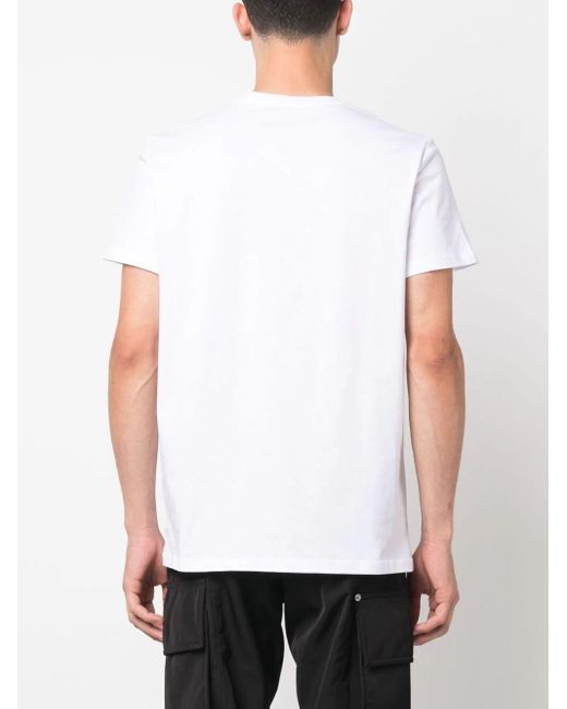 Balmain White Flocked Logo T-shirt for men