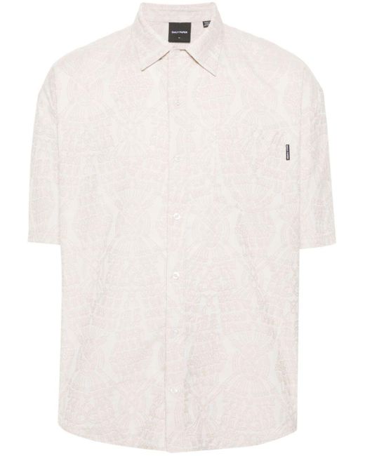 Daily Paper White Zuri Macrame Jacquard Relaxed Short Sleeves Shirt for men