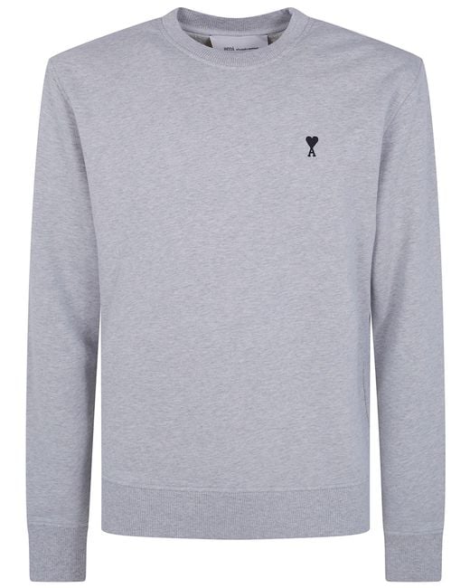 AMI Gray Sweatshirt With Contrast "Quota Ami De Coeur" for men