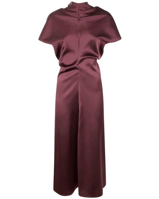 DR. HOPE Purple Bias Cut Satin Dress