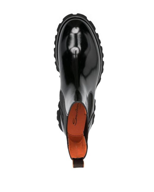 Santoni Black Patent-finish Leather Ankle Boots for men