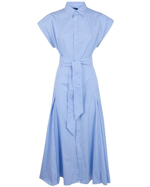 Polo Ralph Lauren Blue Short Sleeves Shirt Midi Dress