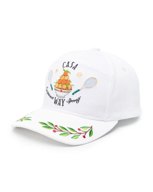 Casablancabrand White Casa Way Laurel Embroidered Cap for men
