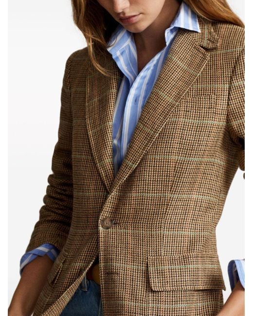 Polo Ralph Lauren Brown Checked Single-breasted Blazer