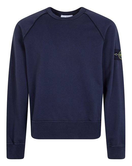 Stone Island Blue Round Neck Sweatshirt for men