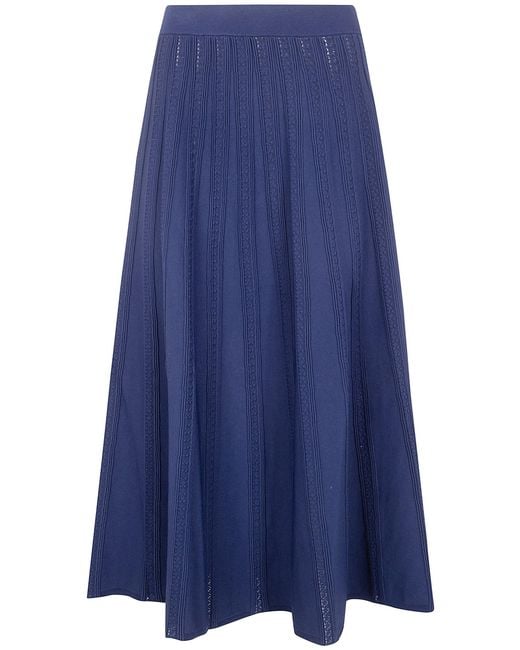 Blugirl Blumarine Blue Viscose Pointelle Skirt