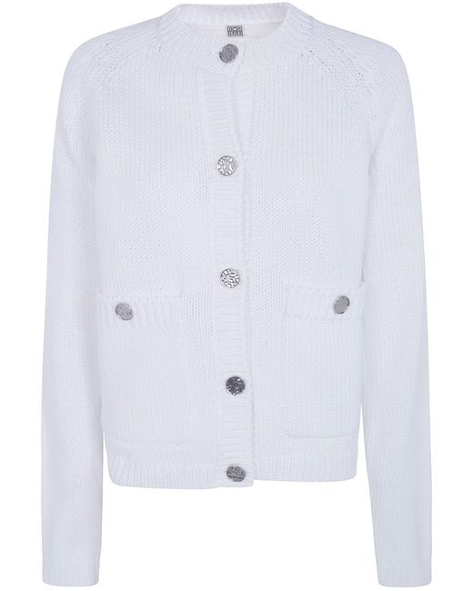 Totême Blue Sweater Cotton "Hammered Button"