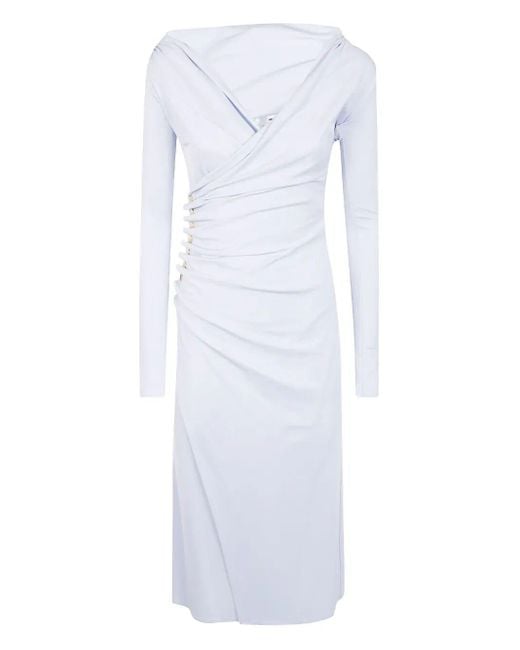 Elisabetta Franchi White V Neck Midi Dress