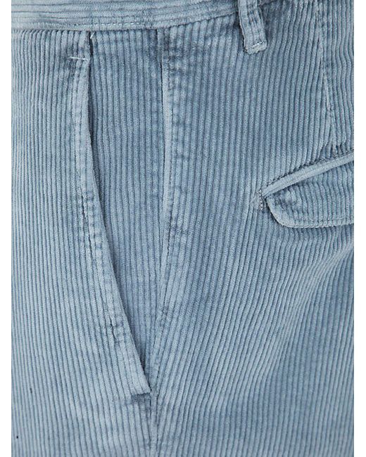 Incotex Blue Velvet Striped Trousers for men