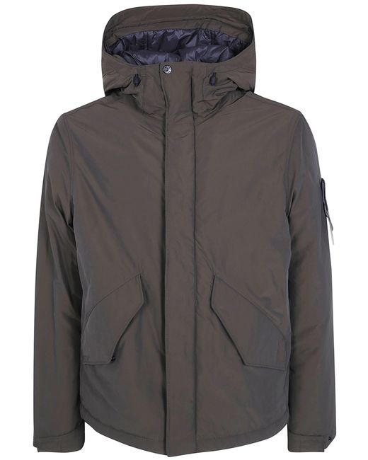Stone Island Gray Coat Short Parka Jacket for men