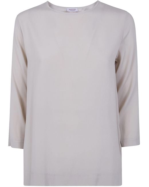 Rossopuro Gray 3/4 Sleeve Silk Blouse