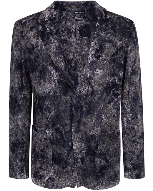 Avant Toi Blue "Zola" Camouflage Effect Micro Mat Stitch Rever Jacket With for men