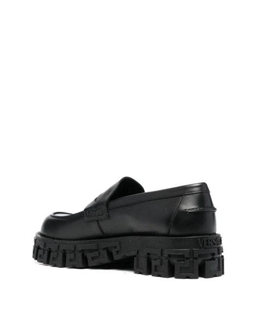 Versace Black Greca Portico Loafers for men