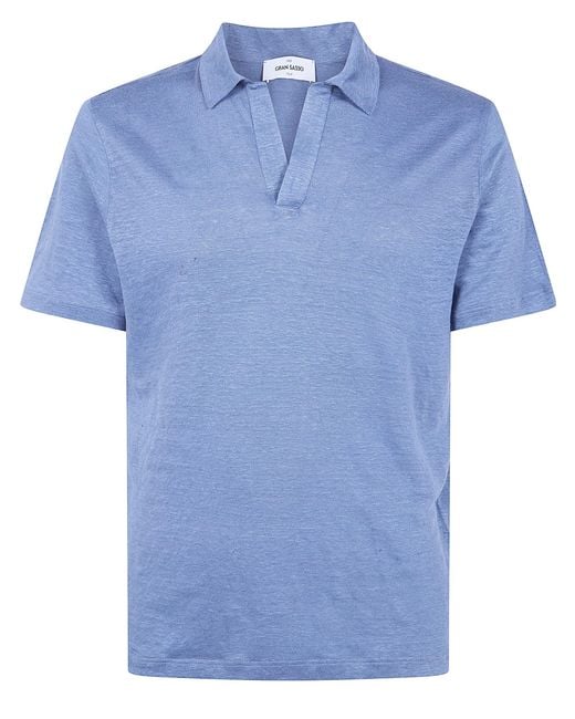 Gran Sasso Blue Logo Print Short Sleeves Skipper Polo Shirt for men