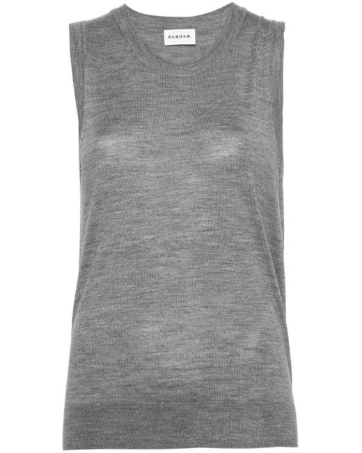 P.A.R.O.S.H. Gray Sleeveless Crew Neck Sweater