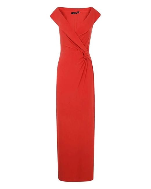 Ralph Lauren Red Knot-Detail Maxi Dress