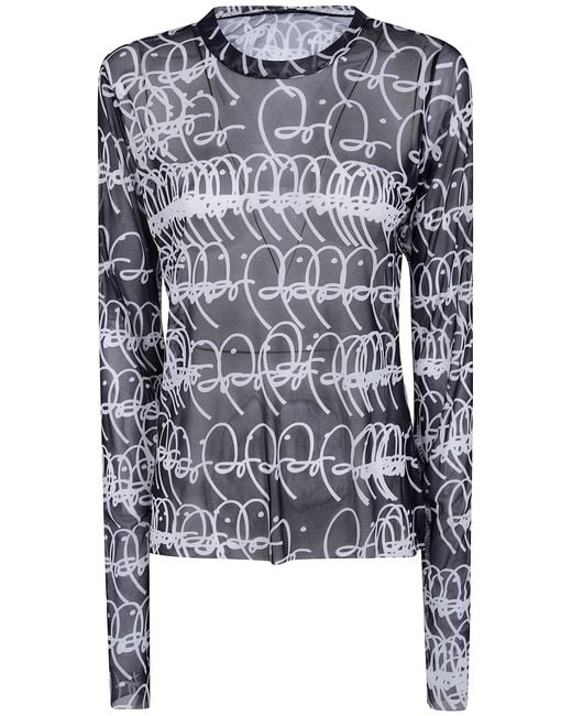 Maria Calderara Blue T-Shirt Graphic Pattern Large Bi